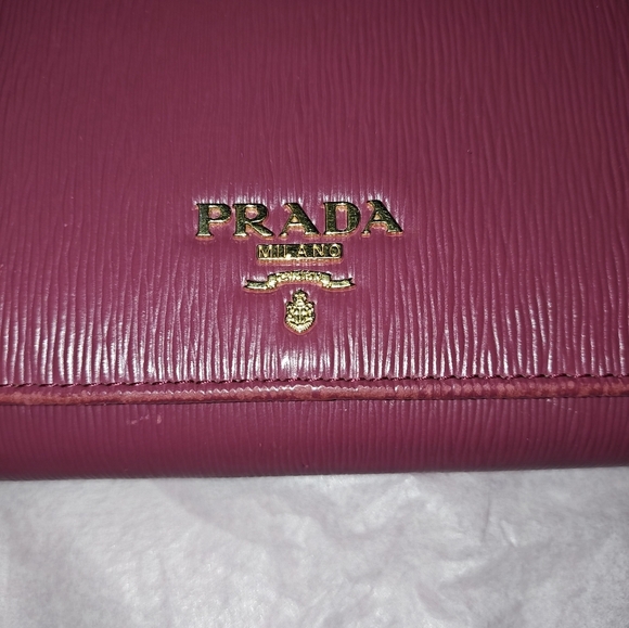 Prada Pink Saffiano Lux Leather Flap Continental Wallet - Picture 3 of 12